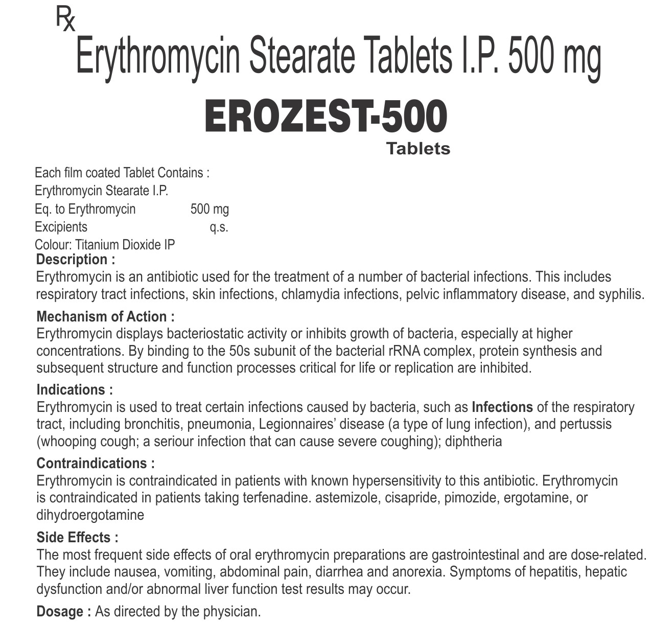 EROZEST 250 TABLETS